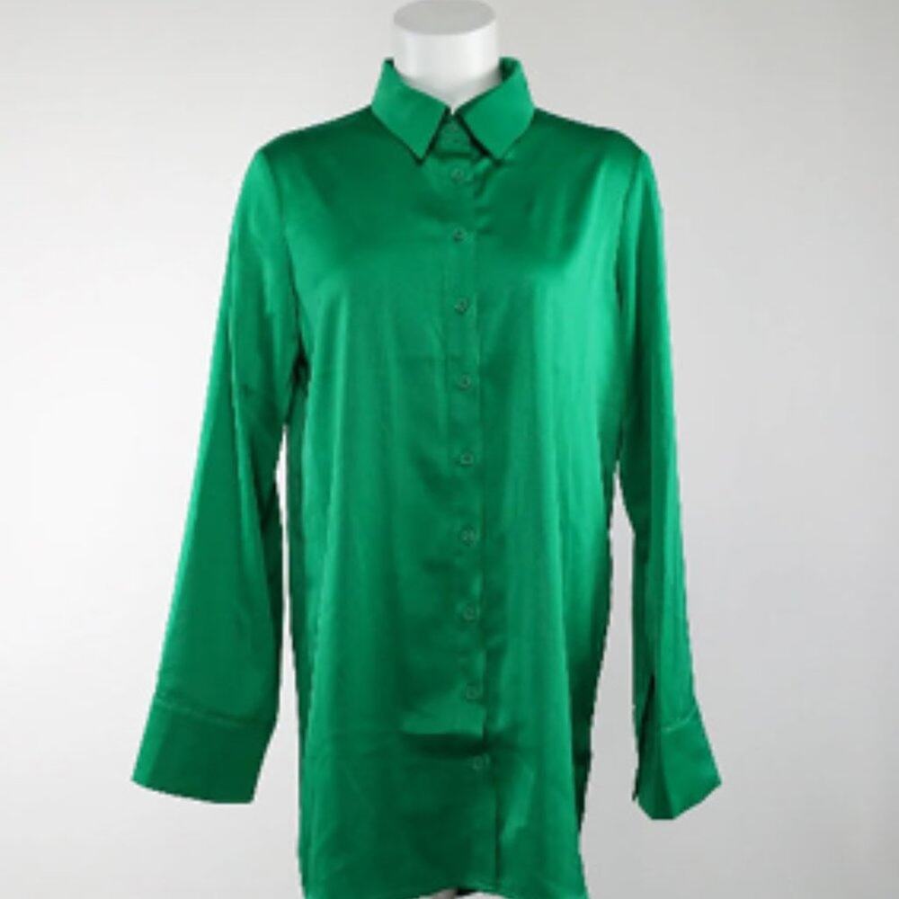 Missguided Button Down Shirt Green 0